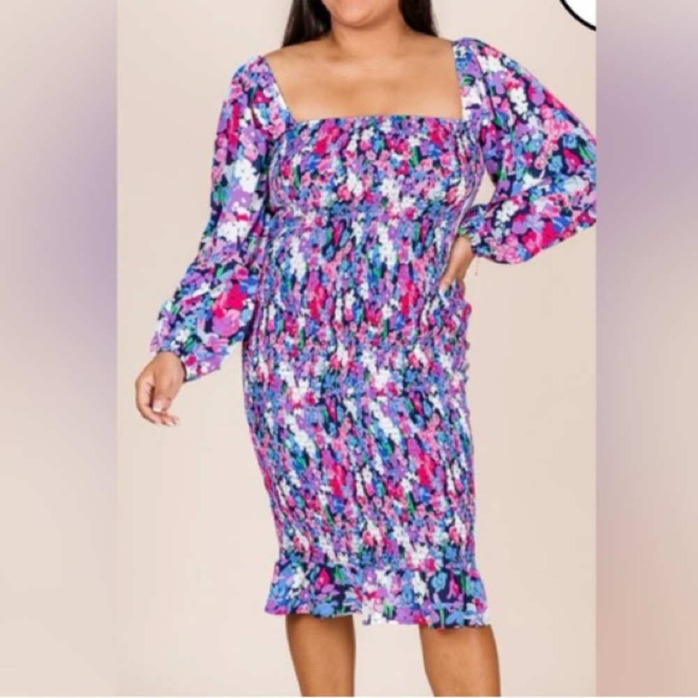 Floral Smocked Midi Dress